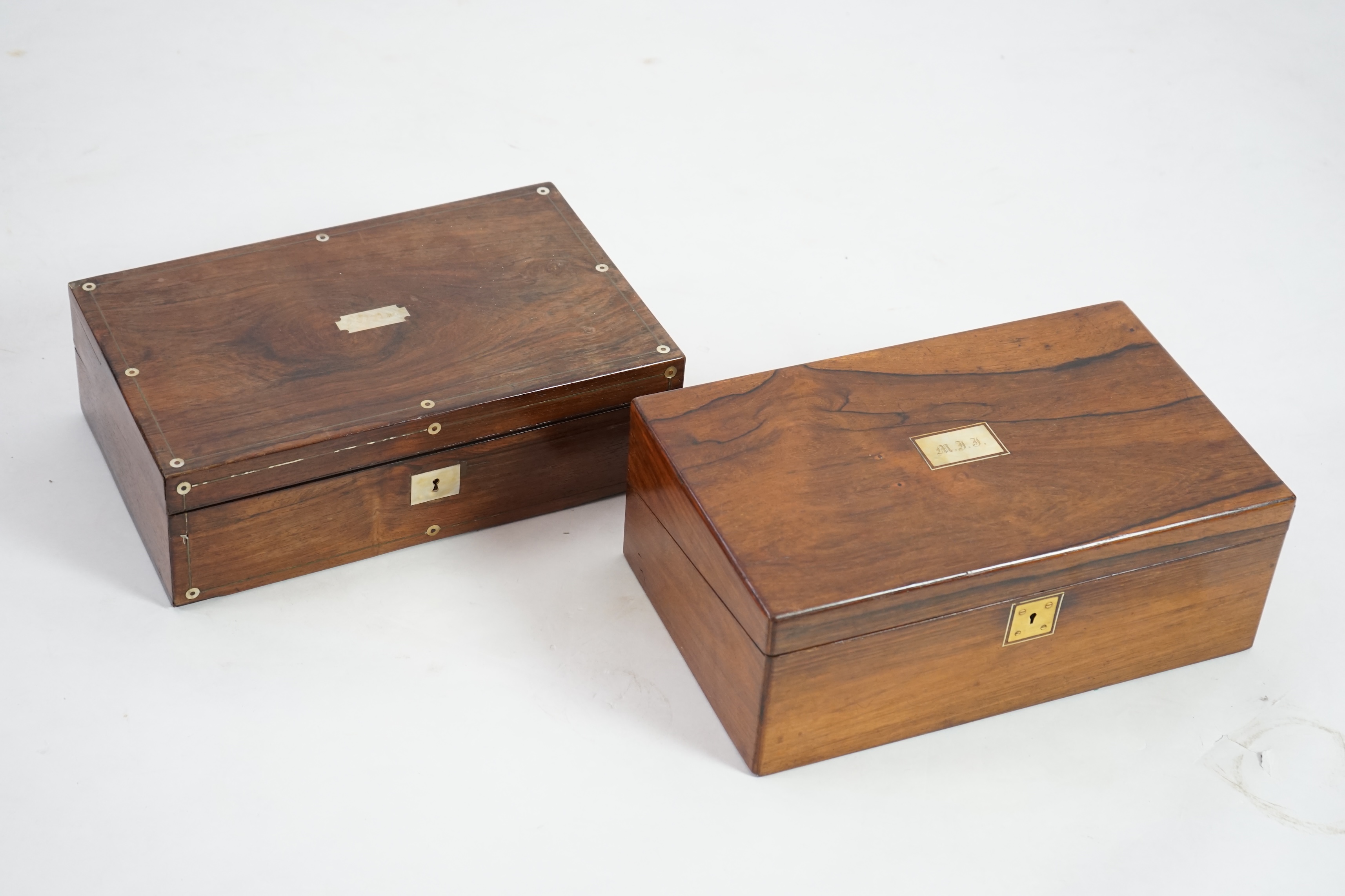 Two Victorian rosewood writing slopes